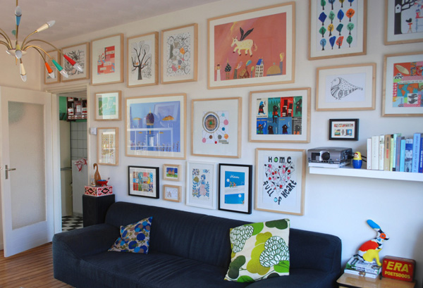 colorful gallery of framed art