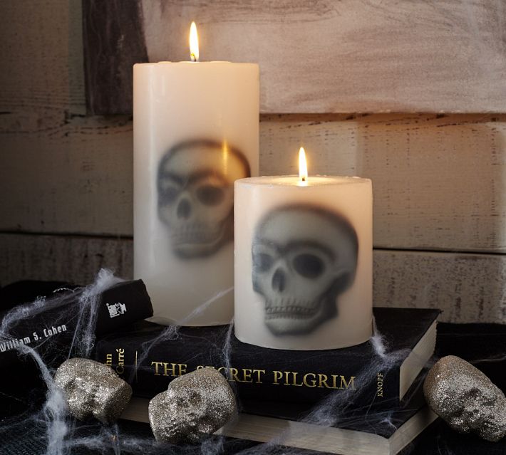 skull pillar candles